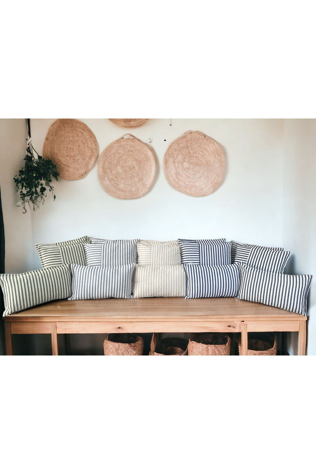Modern 2-Piece Gray Striped Cotton Decorative 30x50 Cm Pillow/Cushion Cover