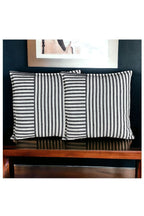 Modern 2-Piece Black Striped Cotton Decorative Pillow / Cushion Cover