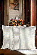 Modern 2-Piece Coffee Striped Cotton Decorative Pillow / Cushion Cover