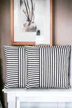 Modern 2-Piece Black Striped Cotton Decorative Pillow / Cushion Cover