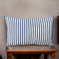 Modern Navy Blue Striped Cotton Decorative Single Pillow / Cushion Cover