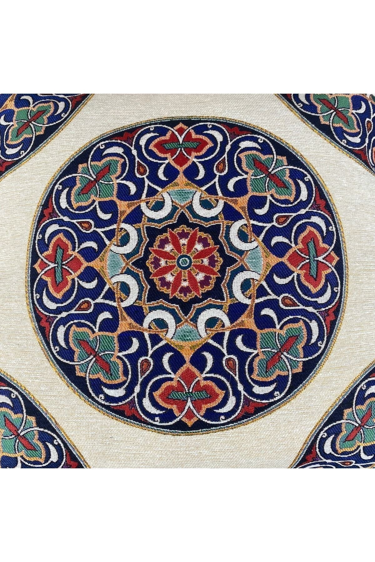 Jakarlı Goblen Pano Dokuma Yeşil Mandala Dekoratif Kırlent / Yastık Kılıfı