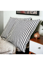 Modern 2-Piece Black Striped Cotton Decorative Pillow / Cushion Cover