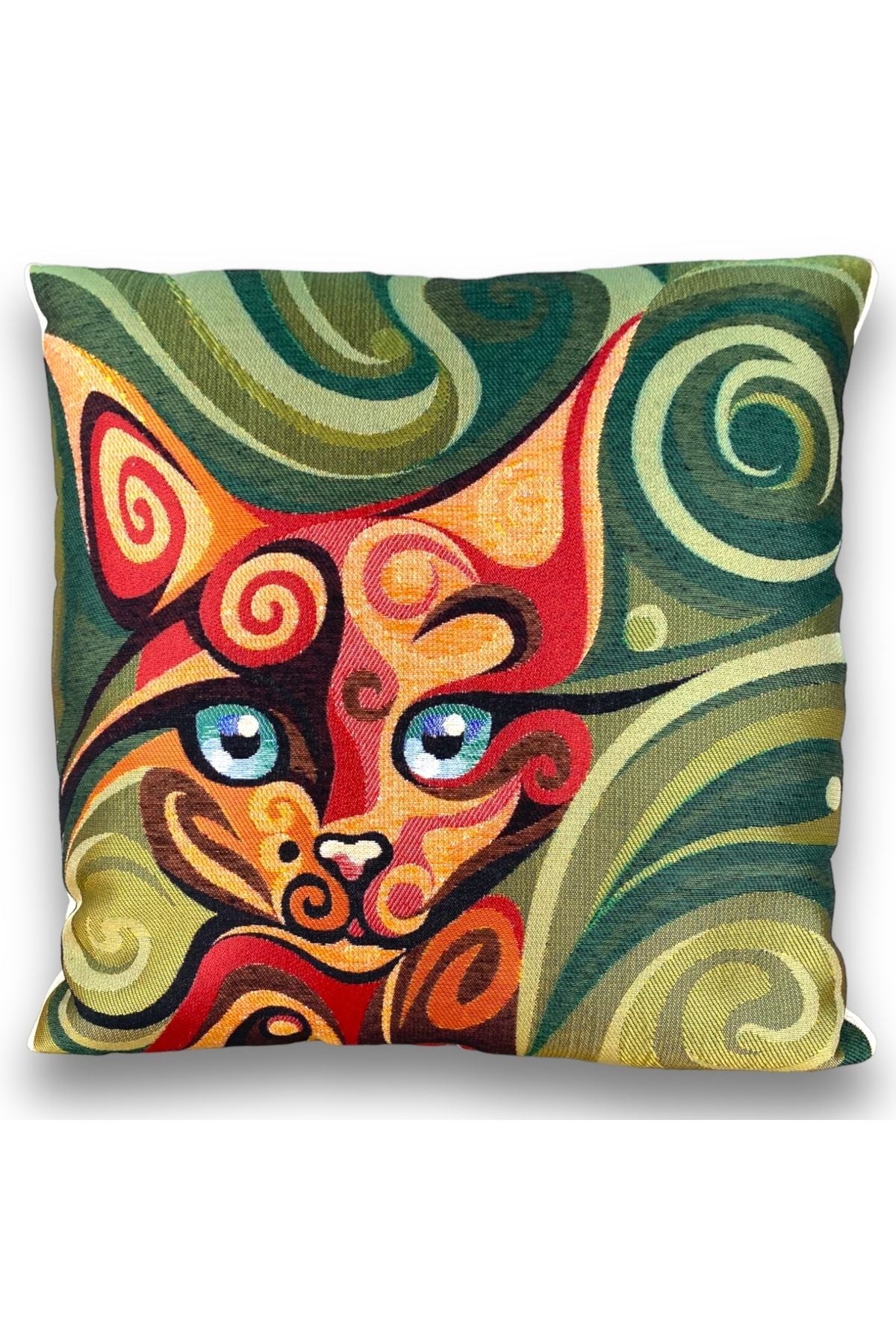 Jakarlı Goblen Pano Dokuma Picasso Kedi Dekoratif Kırlent / Yastık Kılıfı