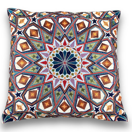 Jakarlı Goblen Pano Dokuma Yeşil Mandala Dekoratif Kırlent / Yastık Kılıfı