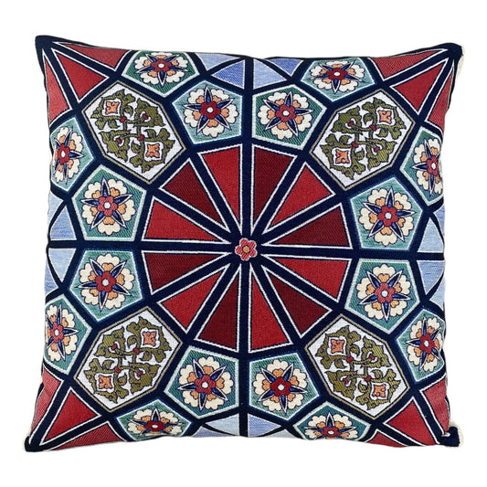 Jakarlı Goblen Pano Dokuma Yeşil Mandala Dekoratif Kırlent / Yastık Kılıfı