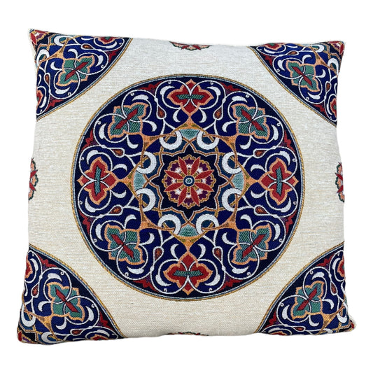 Jakarlı Goblen Pano Dokuma Yeşil Mandala Dekoratif Kırlent / Yastık Kılıfı