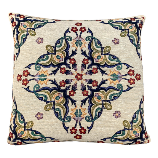 Jakarlı Goblen Pano Dokuma Yeşil Mandala Dekoratif Kırlent / Yastık Kılıfı