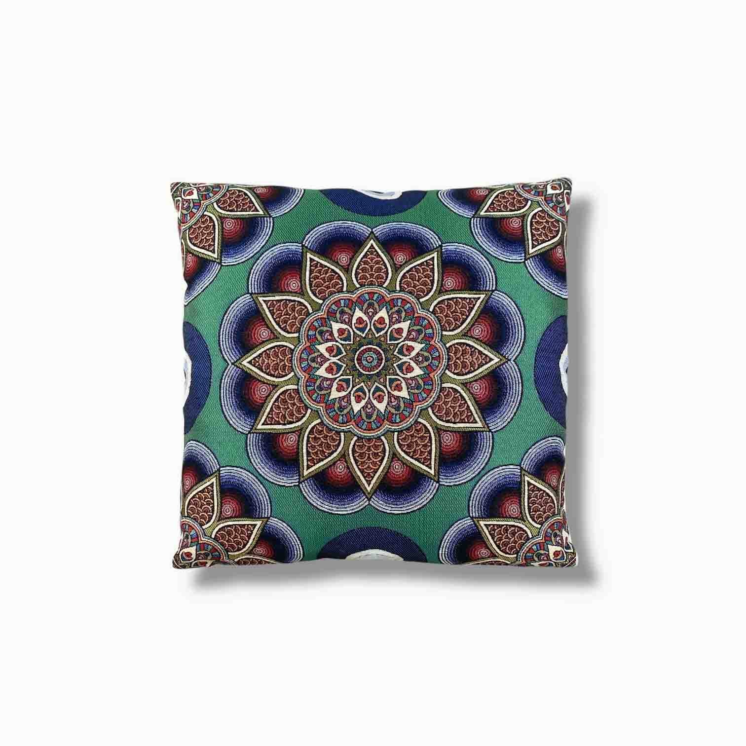Jacquard Tapestry Panel Woven Green Mandala Decorative Cushion / Pillow Case