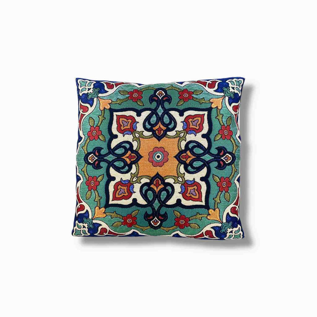 Jacquard Tapestry Panel Woven Green Mandala Decorative Cushion / Pillow Case
