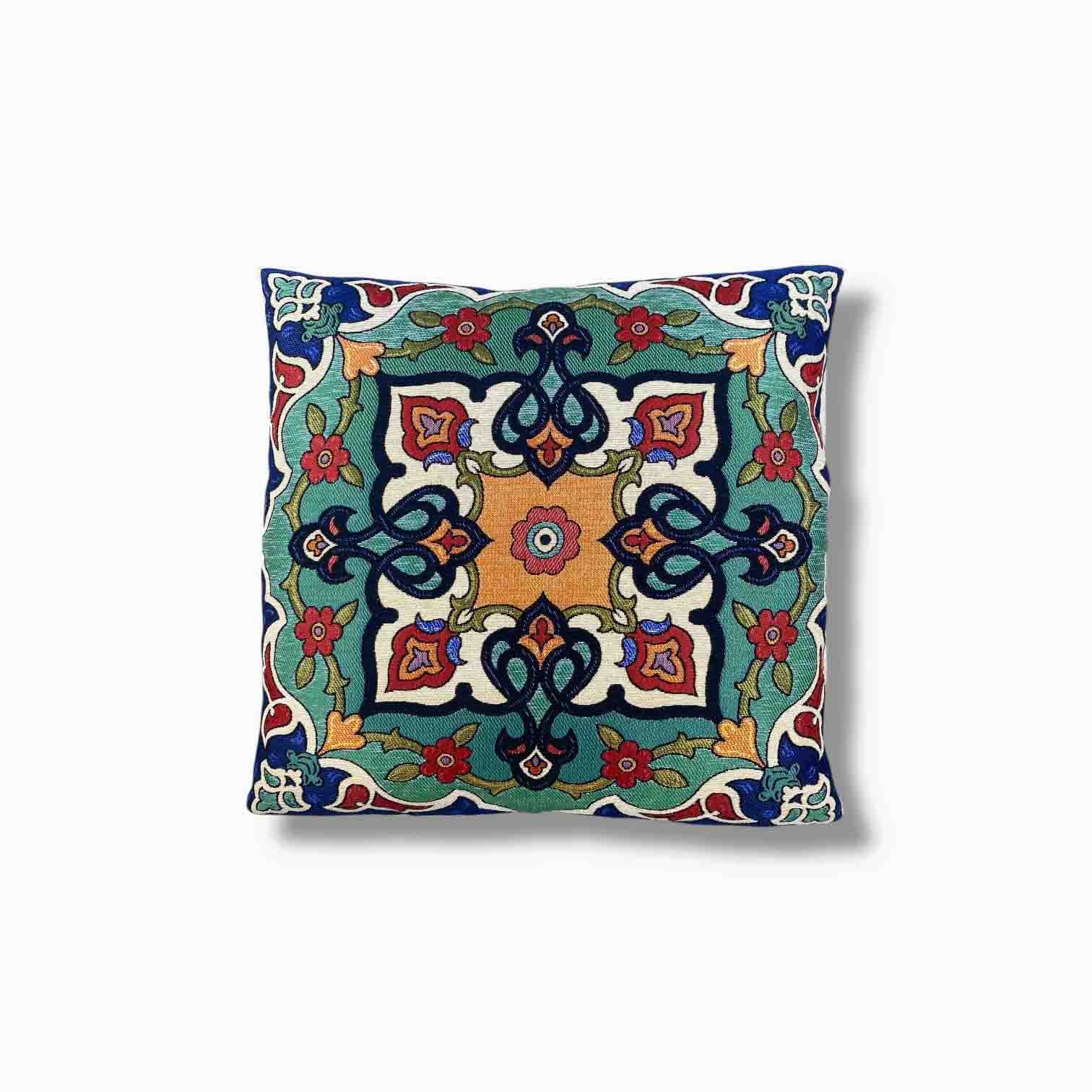 Jacquard Tapestry Panel Woven Green Mandala Decorative Cushion / Pillow Case