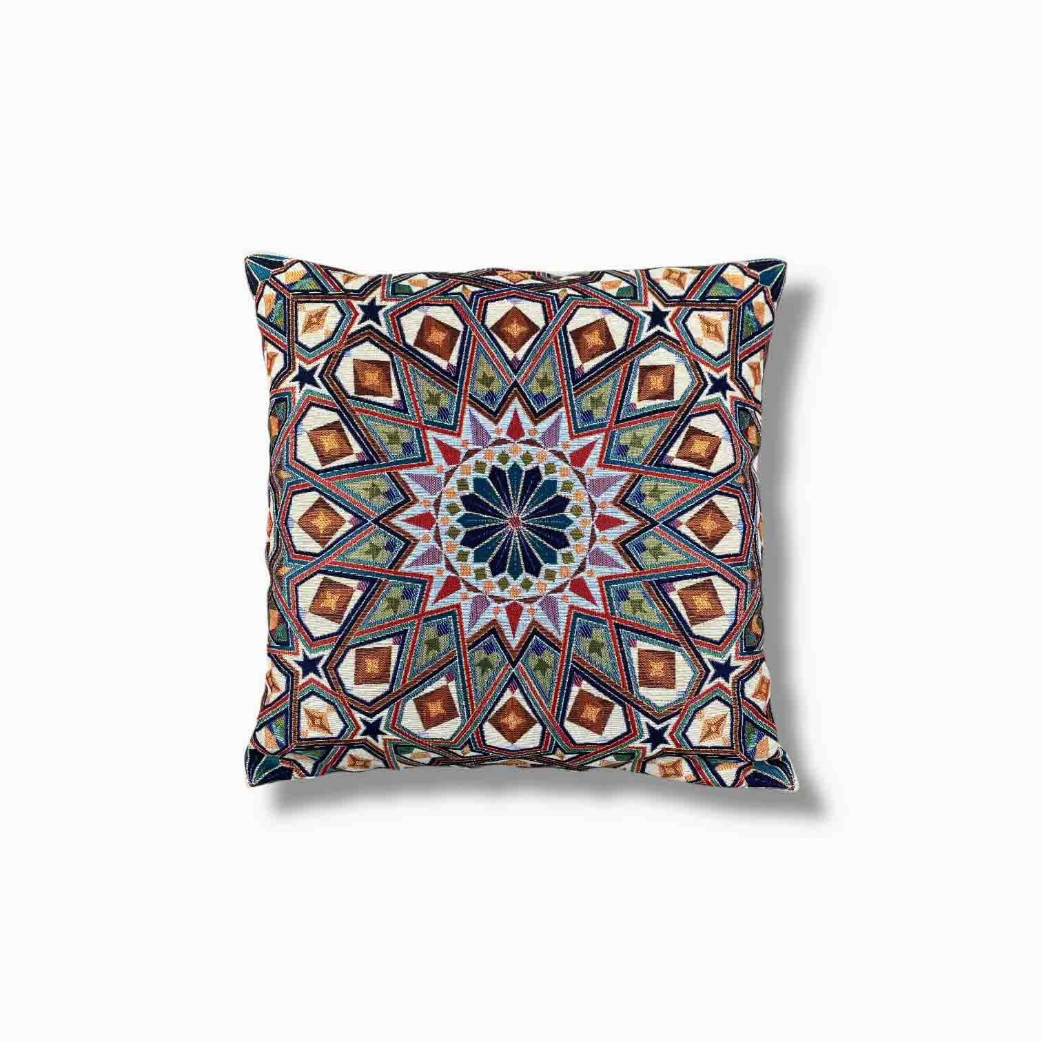 Jacquard Tapestry Panel Woven Green Mandala Decorative Cushion / Pillow Case