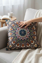 Jacquard Tapestry Panel Woven Green Mandala Decorative Cushion / Pillow Case