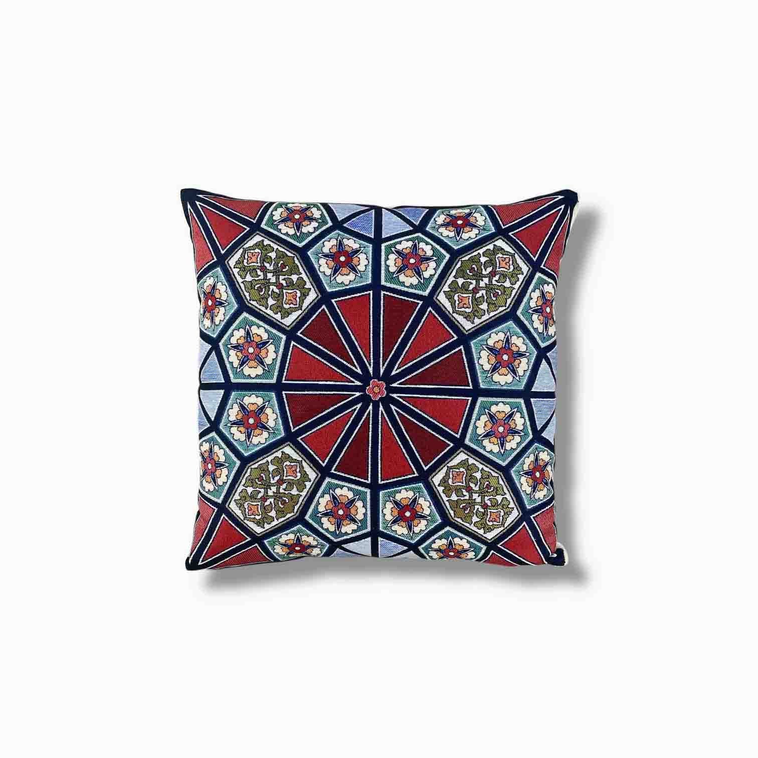 Jacquard Tapestry Panel Woven Green Mandala Decorative Cushion / Pillow Case