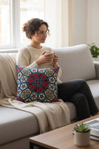 Jacquard Tapestry Panel Woven Green Mandala Decorative Cushion / Pillow Case