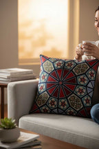 Jacquard Tapestry Panel Woven Green Mandala Decorative Cushion / Pillow Case