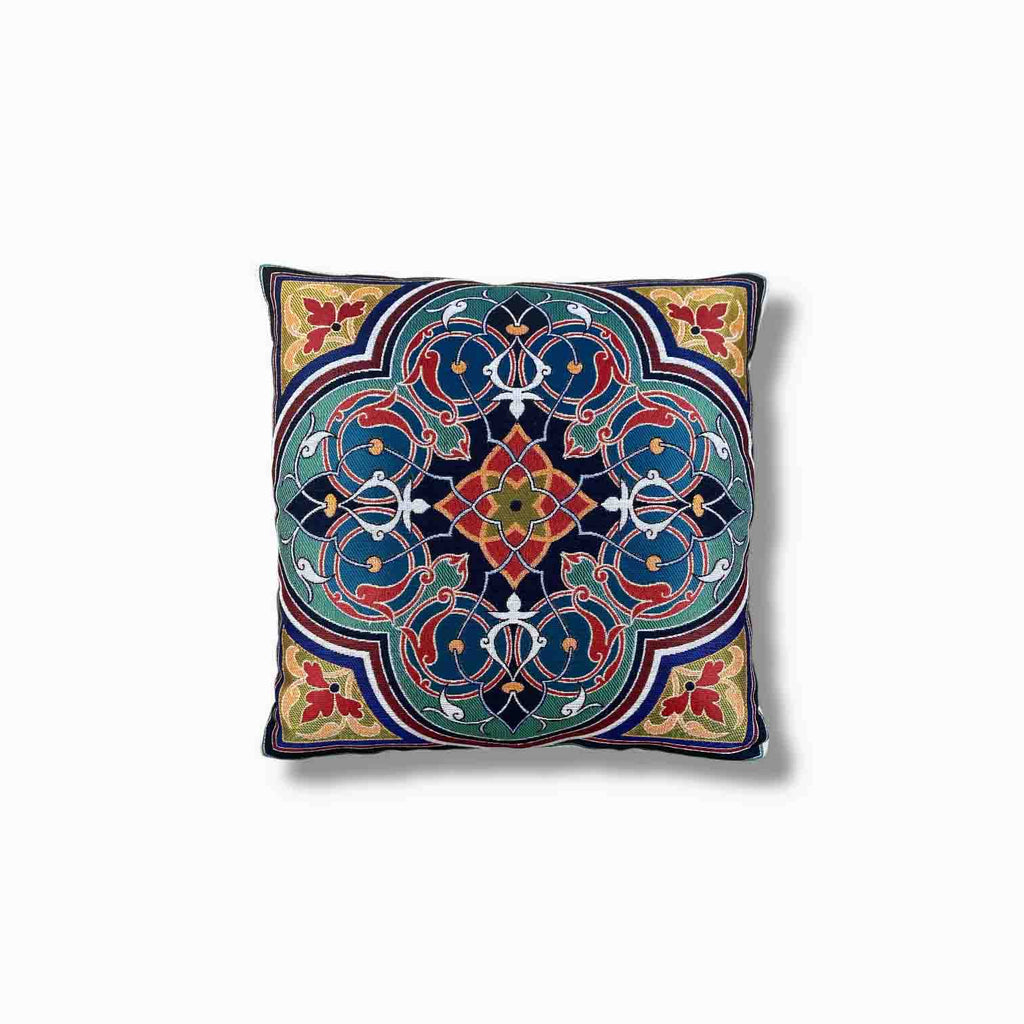 Jacquard Tapestry Panel Woven Green Mandala Decorative Cushion / Pillow Case