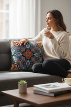 Jacquard Tapestry Panel Woven Green Mandala Decorative Cushion / Pillow Case