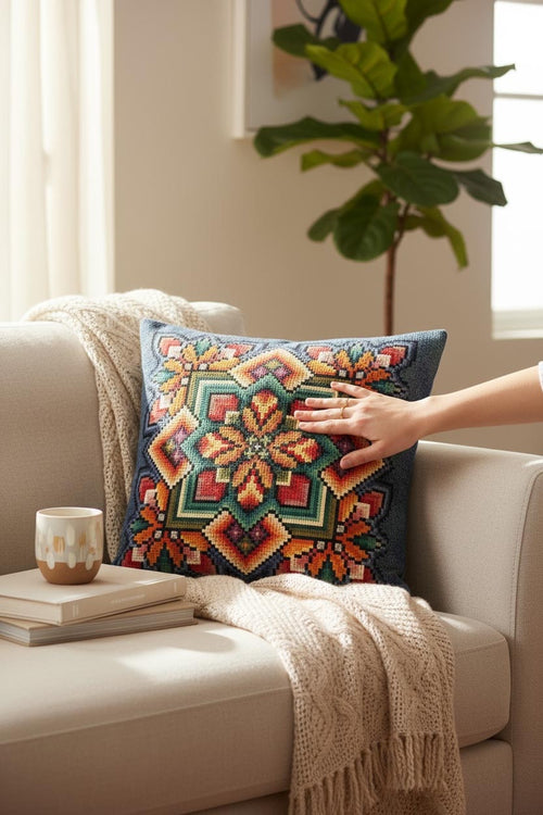 çiçekli kırlent kılıfı 45x45