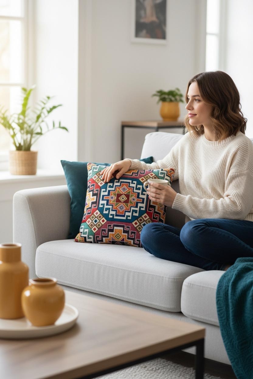 jakarlı kırlent kılıfı 45x45