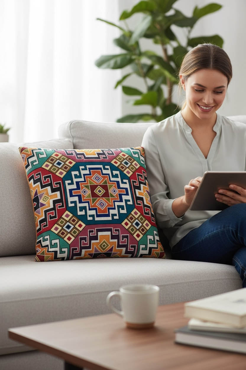 jakarlı kırlent kılıfı 45x45