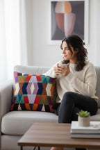 aztek goblen dokuma kırlent kılıfı 45x45