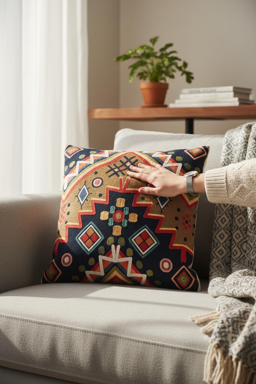 goblen aztek kırlent kılıfı 45x45