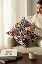  jakarlı dokuma goblen kırlent kılıfı 45x45