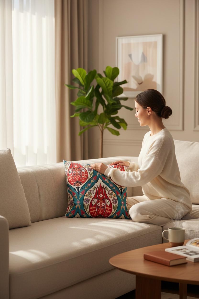 lale kırlent kılıfı 45x45
