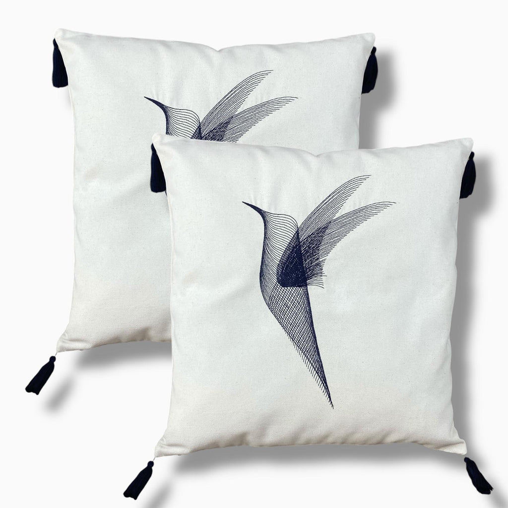 Embroidered Tasseled Cotton Decorative 2-Piece Cushion / Pillow Case