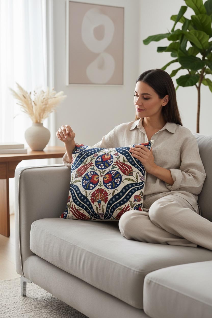 lale kırlent kılıfı 45x45