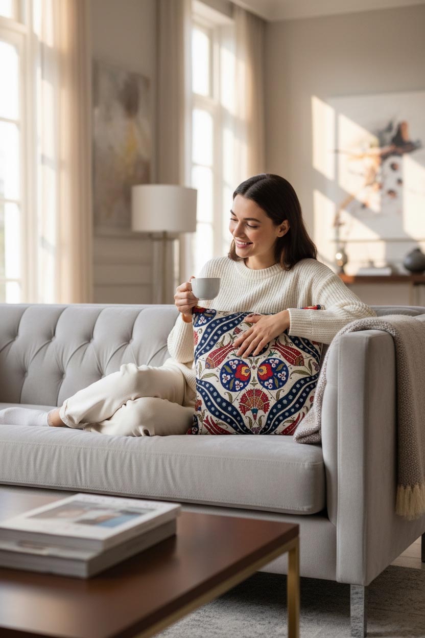 lale kırlent kılıfı 45x45