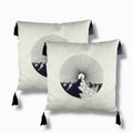 Landscape Embroidered Tasseled Cotton Decorative 2-Piece Cushion / Pillow Case