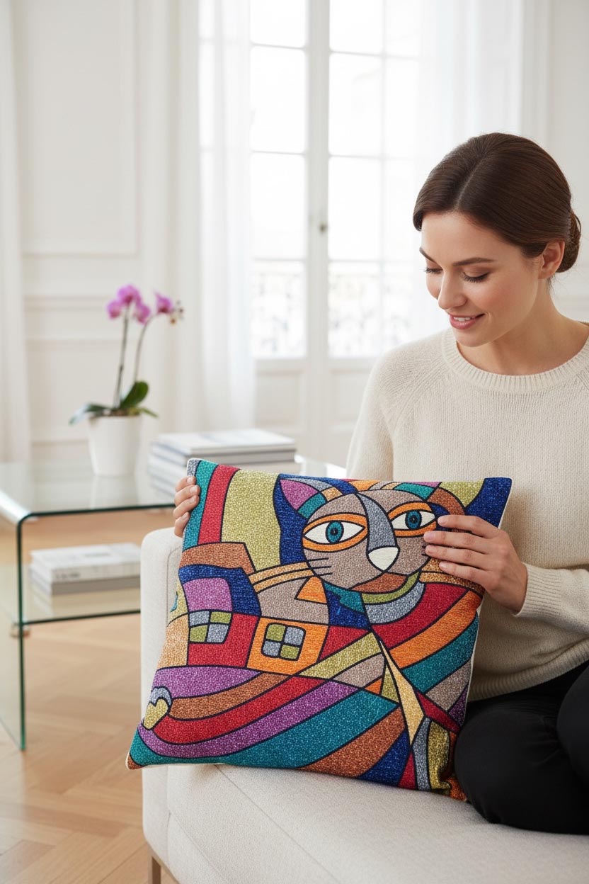 kedi kırlent kılıfı 45x45 