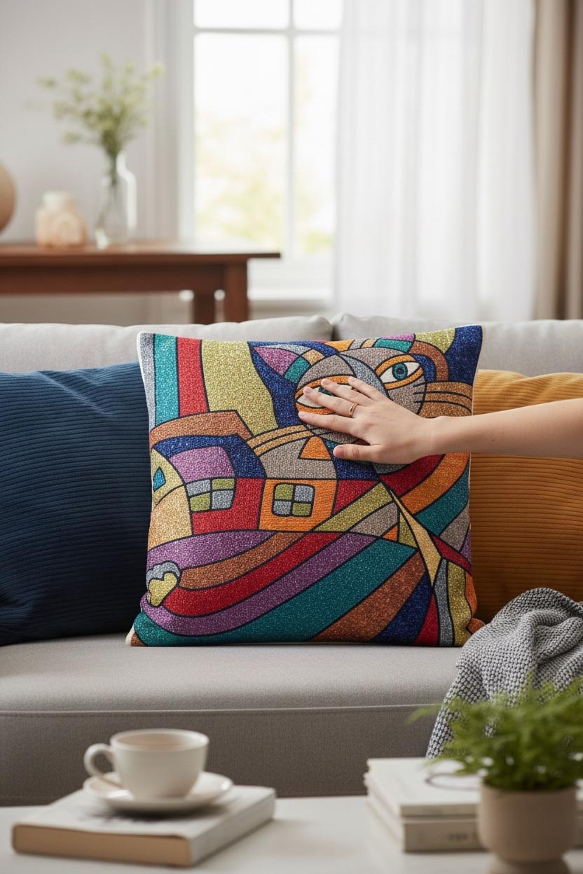 kedi kırlent kılıfı 45x45 