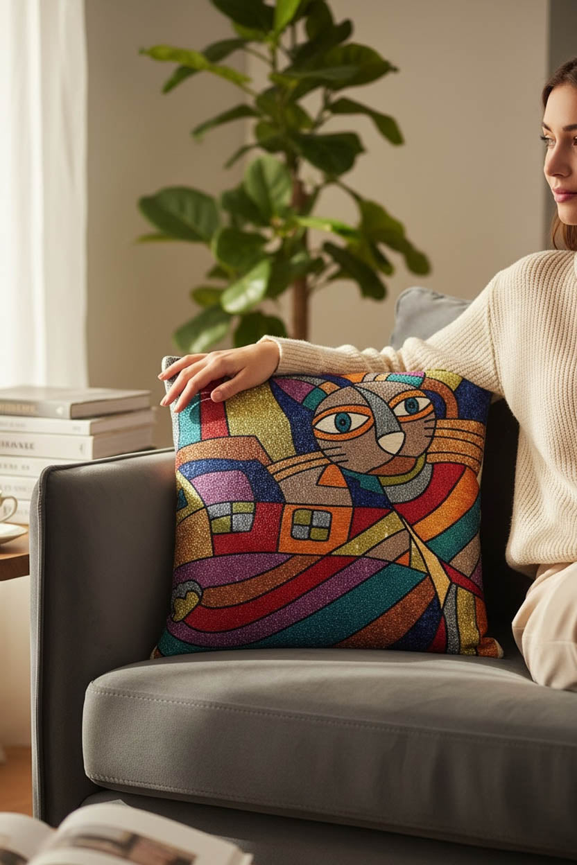 kedi kırlent kılıfı 45x45 